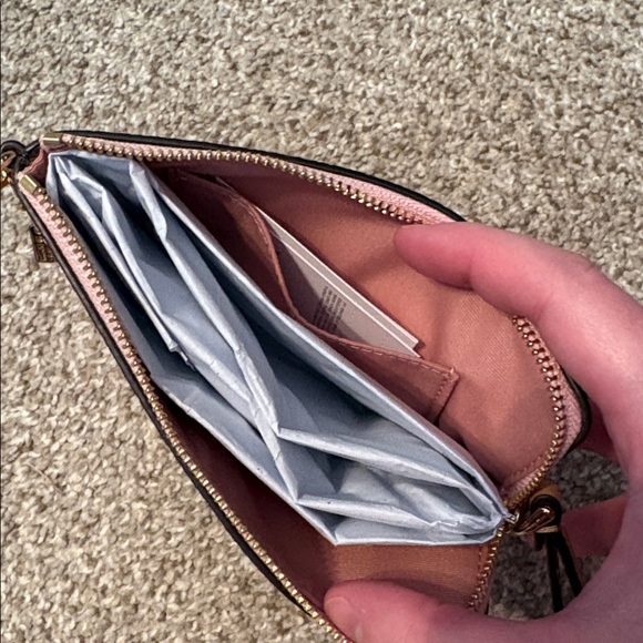 Coach Pink Signature Tote with Brown Trim and Matching Pouch - Picture 4 of 8